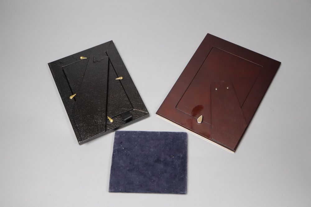 Three assorted modern mounted photograph frames including two silver, largest 20.2cm.